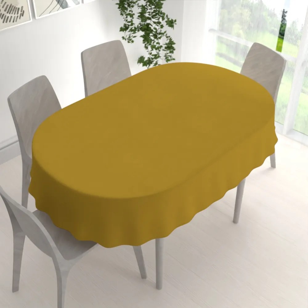 Biante Dekoračný oválny obrus BKU-102 Okrový 120x160 cm