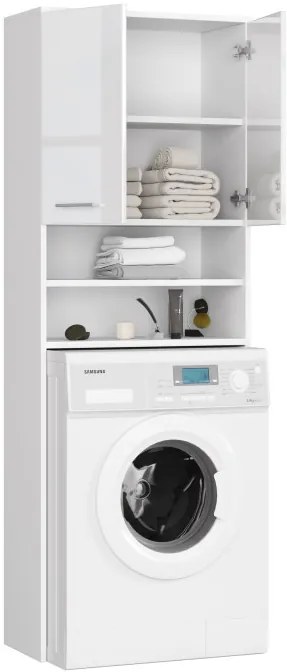 Kúpeľňová skrinka nad práčku FIN biela, lesk