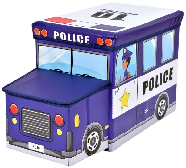 Taburetka v tvare policajného auta modrá