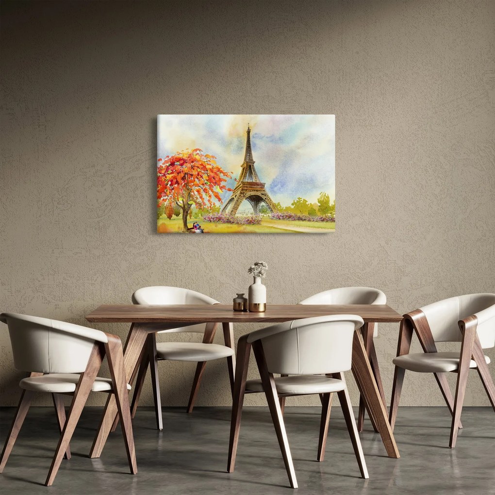 Maľovaný obraz Eiffelovej veže (90x60 cm)