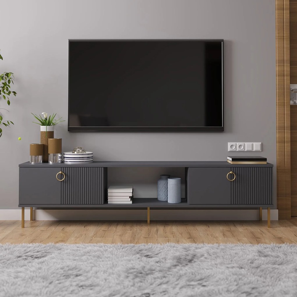 TV stolík/skrinka Payette (antracit). Akcia -18%. Vlastná spoľahlivá doprava až k Vám domov. 1127712