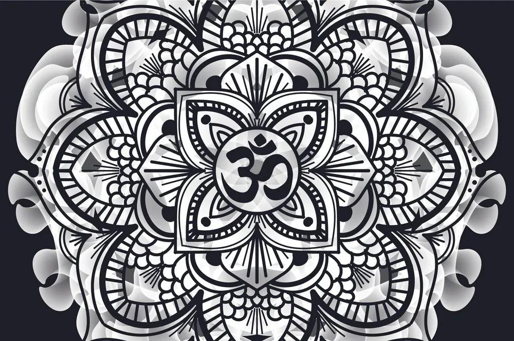 Tapeta čiernobiela abstraktná Mandala
