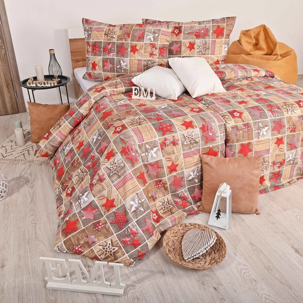 Vianočné bavlnené obliečky Ginger EMI: Štandardný set jednolôžko obsahuje 1x 140x200 + 1x 70x90