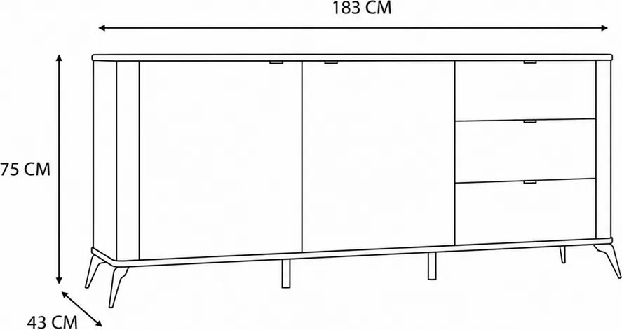 Komoda Cordoba 2D3S 183 cm kašmír