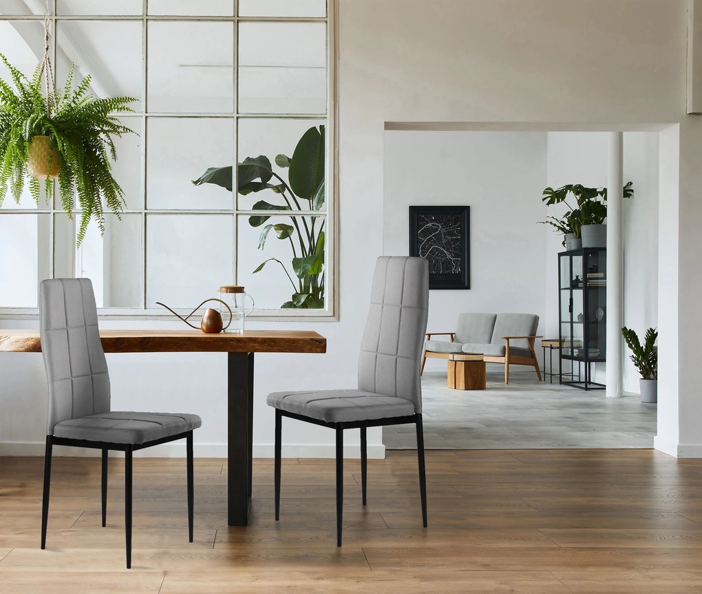 ModernHome Sada 4 ks šedých čalúnených jedálenských stoličiek