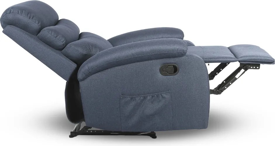 Relaxačné polohovacie TV kreslo VELORA — látka, tmavosivá, nosnosť 130 kg
