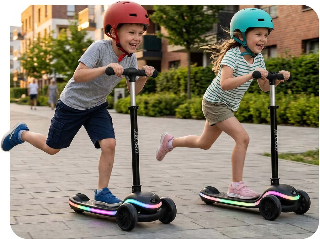 Ricokids Leddi LED balančná Kolobežka pre deti - čierna