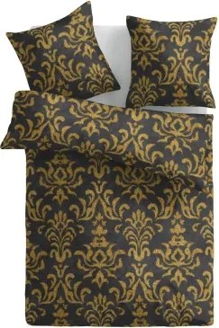 Obliečky Orient, čierne so zlatými ornamentmi%