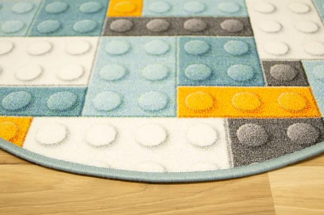 Detský koberec kocky lego orange kruh