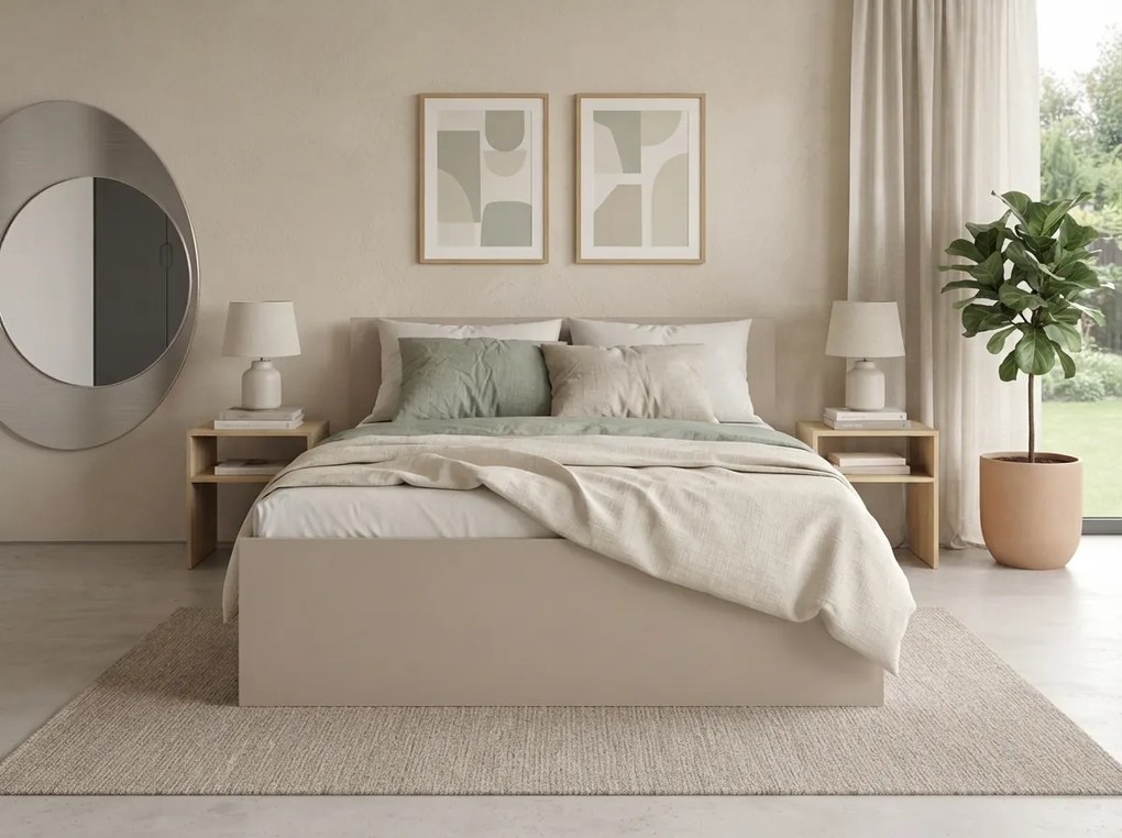 Posteľ ELISA 180 x 200 cm, kašmírovo béžová Rošt: S latkovým roštom, Matrac: Matrac DELUXE 10 cm