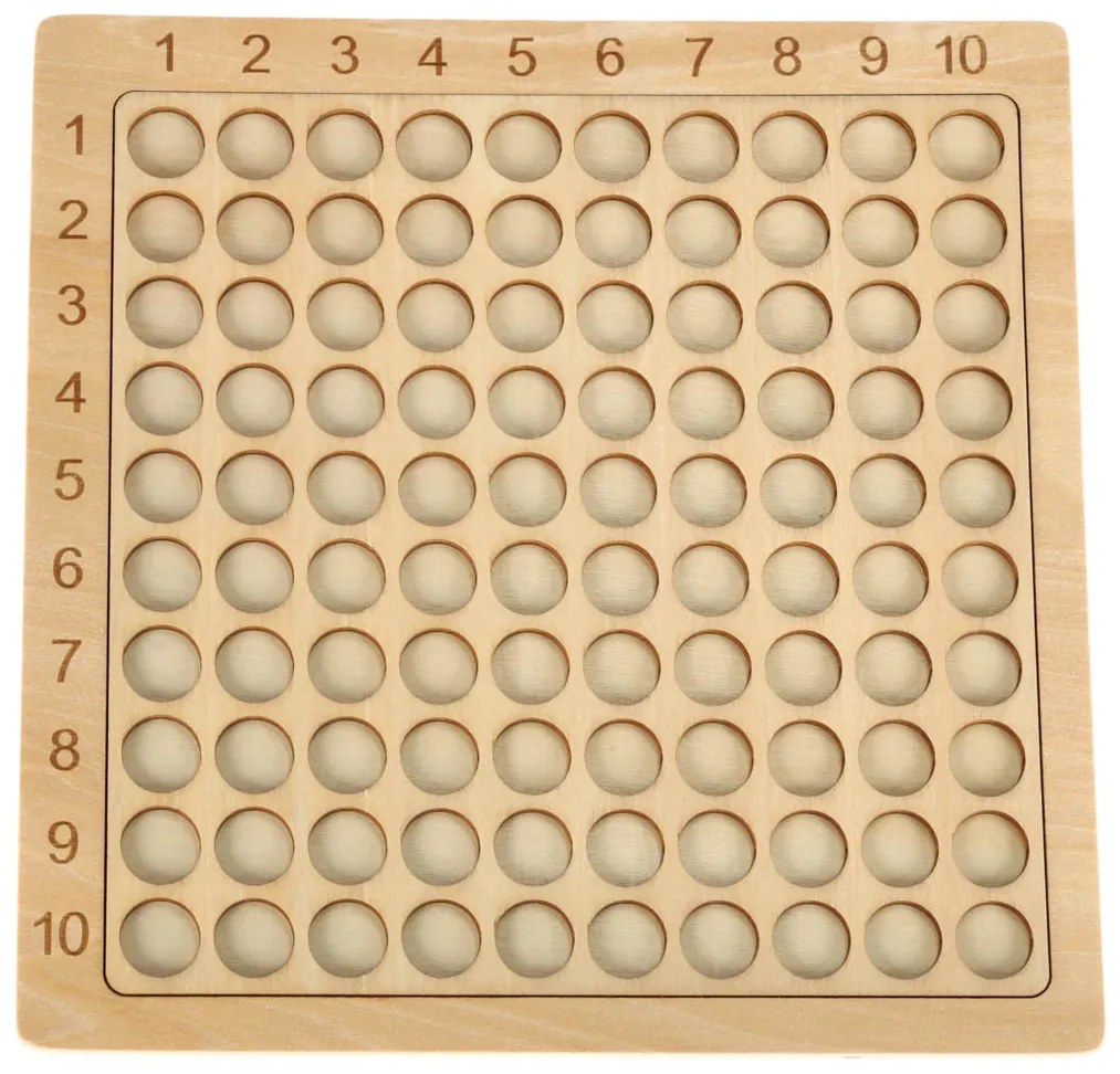 KIK Vzdelávacia drevená sada Tabuľka násobenia - farebné krúžky, 3+