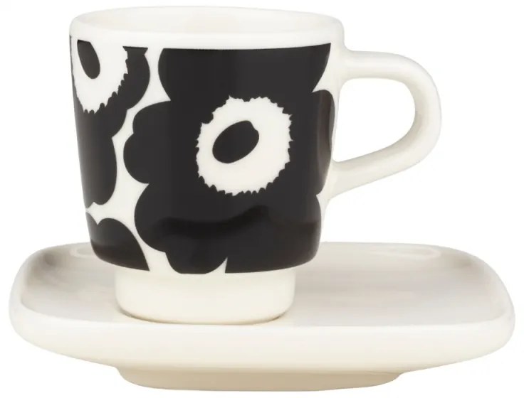 Šálka s podšálkou Oiva Unikko 0,05l, čierny