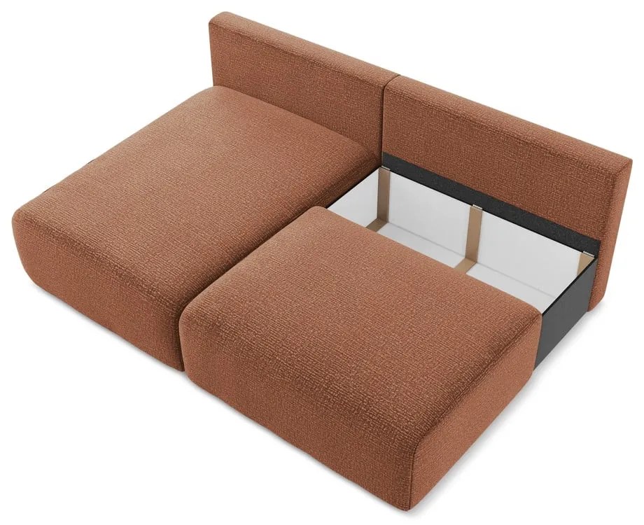 Rozkladacia/s úložným priestorom rohová pohovka v tehlovej farbe (ľavý roh) Kalena – Makamii