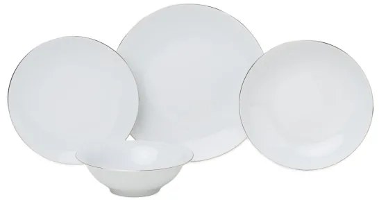 Jedálenská súprava 8 ks biela/strieborná/porcelán