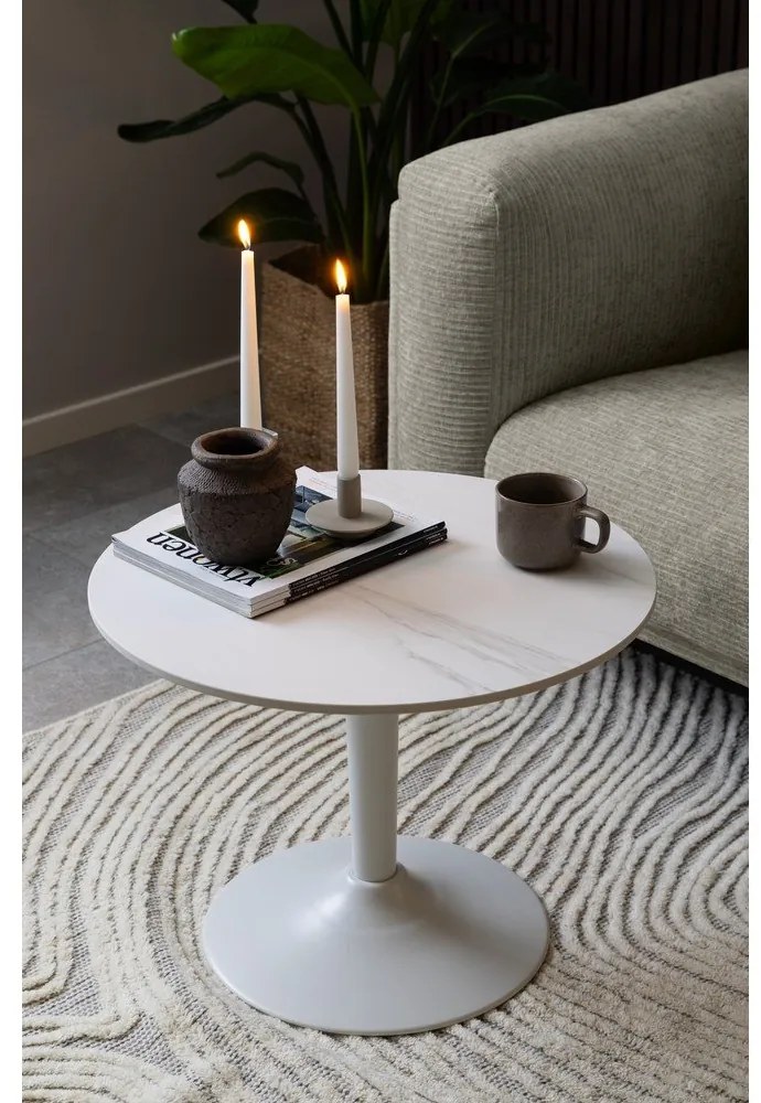 Biely okrúhly konferenčný stolík s keramickou doskou ø 60 cm Malta – Actona
