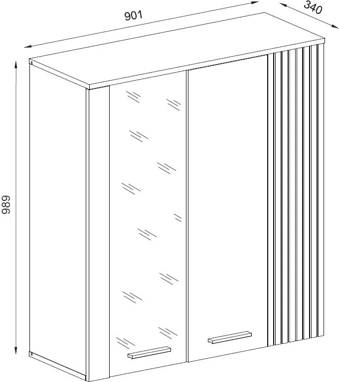 Závesná vitrína na stenu Esteban, antracit/dub evoke