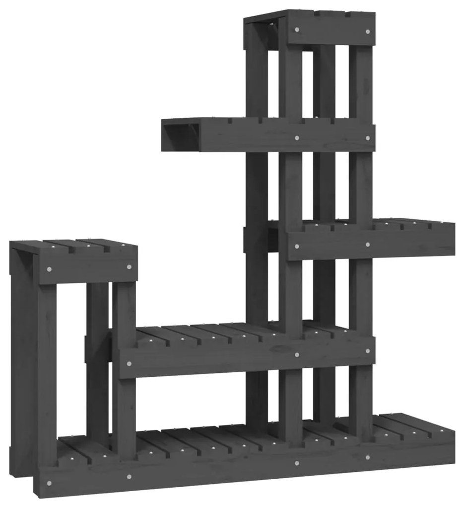 vidaXL Stojan na rastliny sivý 92x25x97 cm masívna borovica