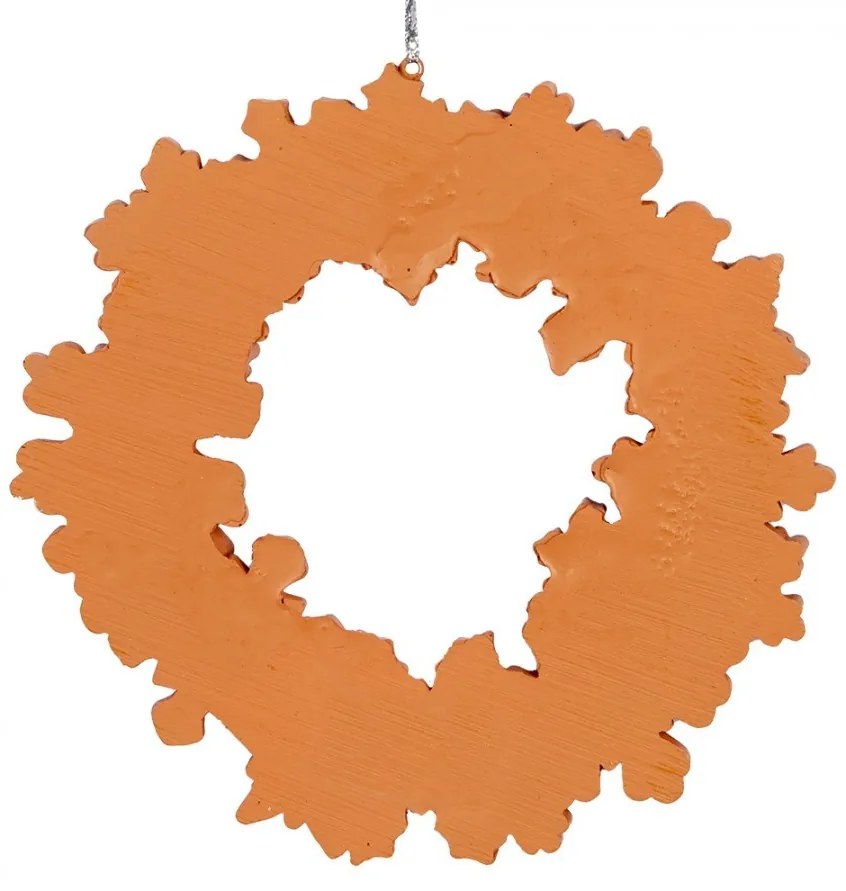 Hnedá vianočná závesná ozdoba perníkový venček - Ø 18*2 cm