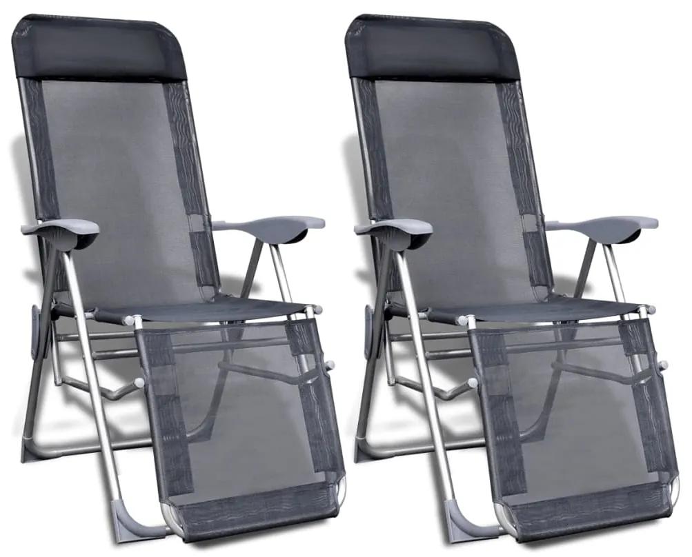 Skladacie záhradné stoličky 2 ks, hliník a textilén, sivé 41332