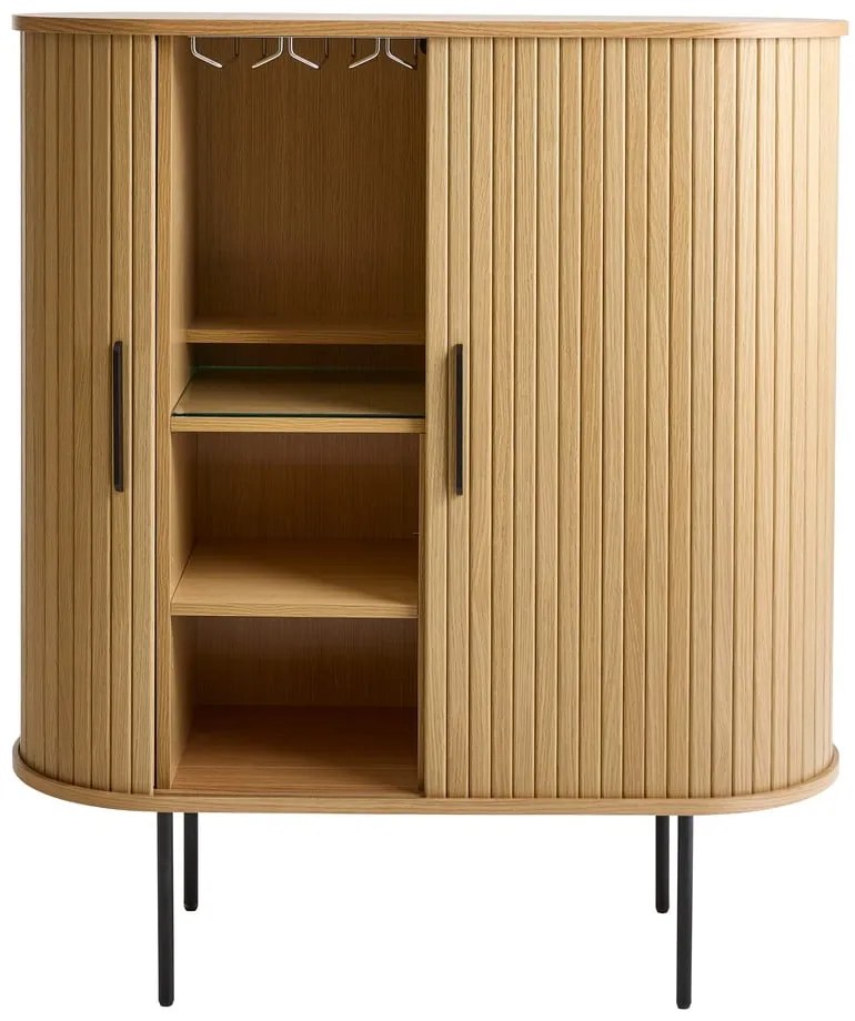 Vinotéka v dekore duba s posuvnými dverami v prírodnej farbe 100x118x40 cm Nola – Unique Furniture
