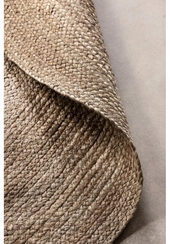 Sivobéžový obojstranný jutový okrúhly koberec ø 100 cm Braided – Hanse Home