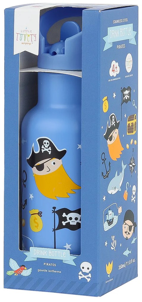 A Little Lovely Company - antikorová fľaša na pitie, 350 ml - piráti