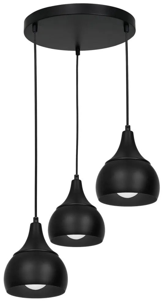 Luster na lanku AKTAN 3xE27/60W/230V čierna guľatý