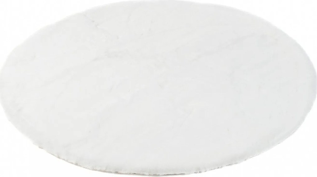 Kusový okrúhly koberec RABBIT FUR - imitácia králičej kožušiny - biely
