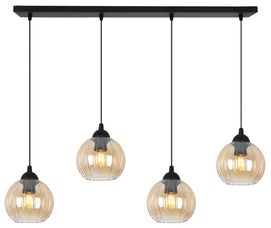 Závesné svietidlo Costa, 4x medové sklenené tienidlo, b