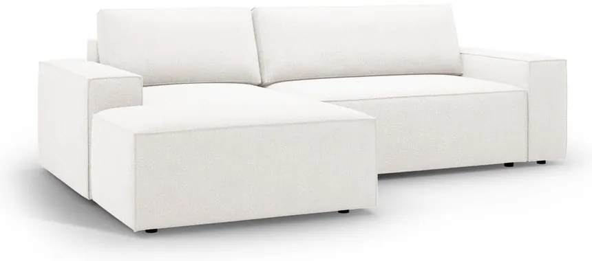 Biela rozkladacia rohová pohovka z textílie bouclé (ľavý roh) Jodie – Micadoni Home