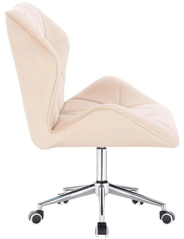 LuxuryForm DESIGN Stolička MILANO MAX VELUR na striebornej podstave s kolieskami - krémová