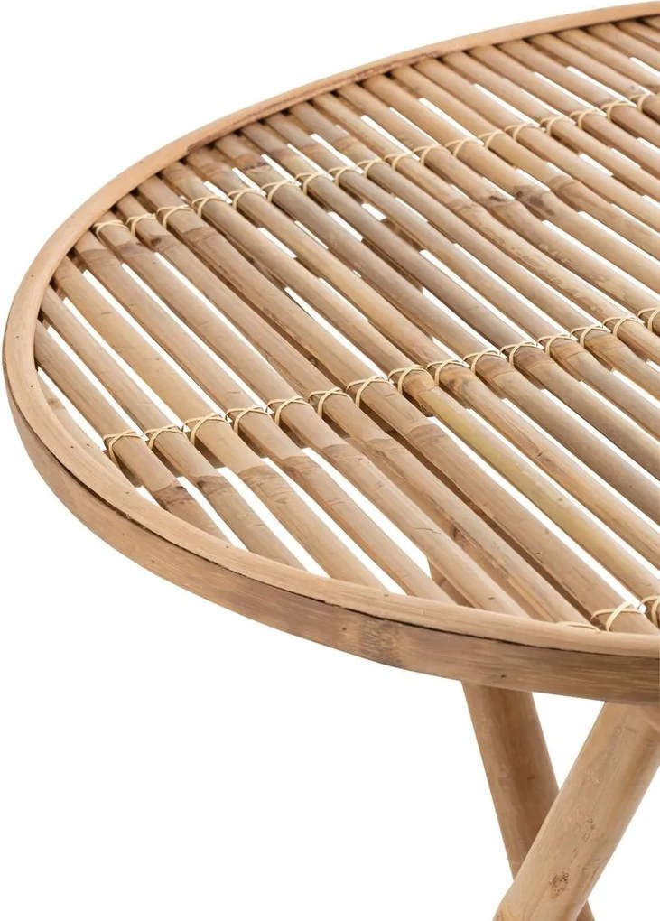 Prírodný bambusový kulatý skládací odkladací stolík Bamboo Pliable - Ø 90*76cm