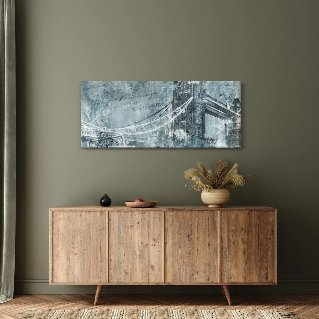 Obraz - Tower Bridge v chladných tónoch (120x50 cm)