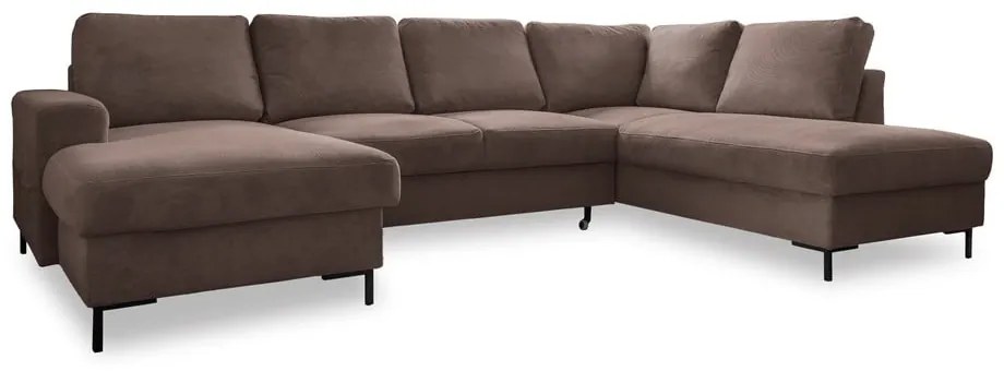 Hnedá menčestrová rozkladacia rohová pohovka (pravý roh) Lofty Lilly – Miuform