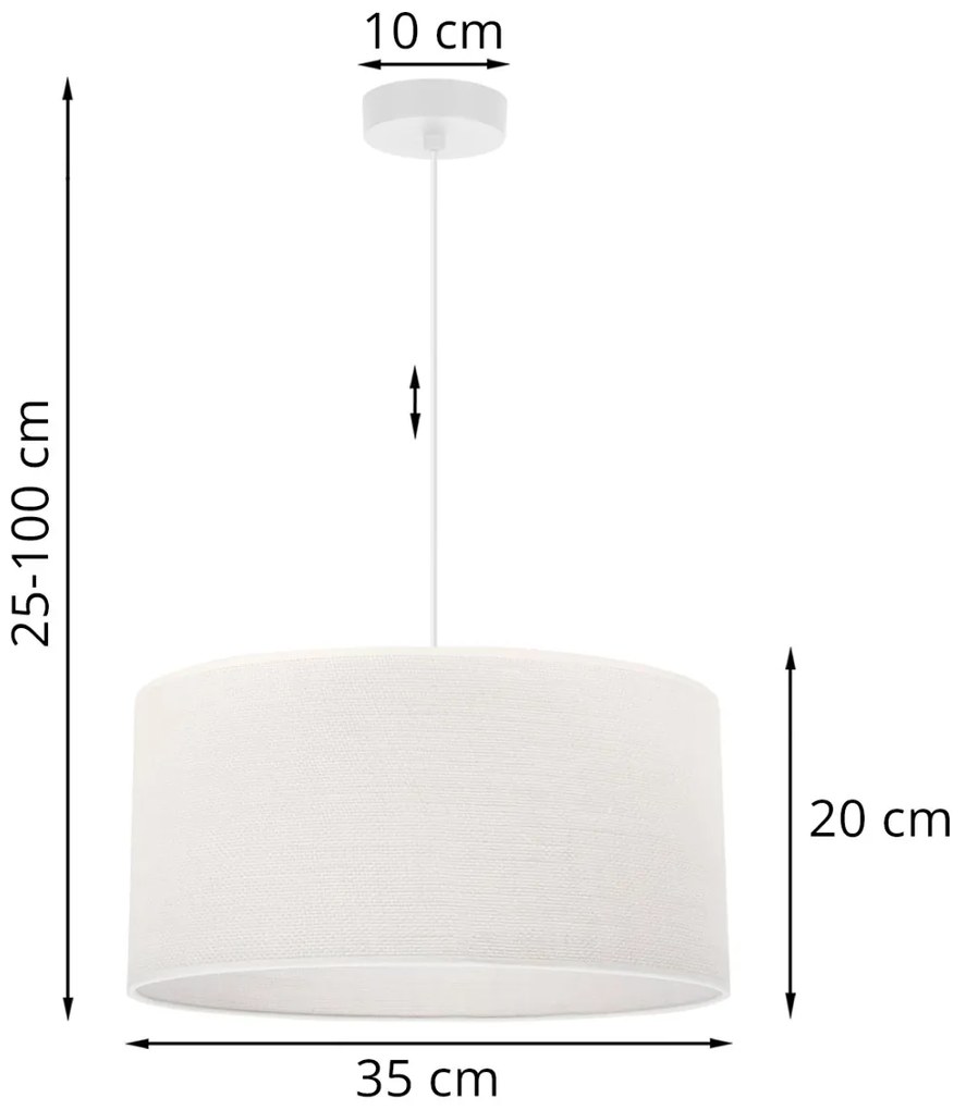 Závesné svietidlo Juta, 1x biele jutové tienidlo, (fi 35cm), w