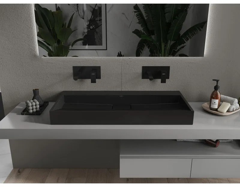 Mexen Ava, umývadlo na dosku z konglomerátu B/O 100 x 46 cm, čierna matná, 23011070