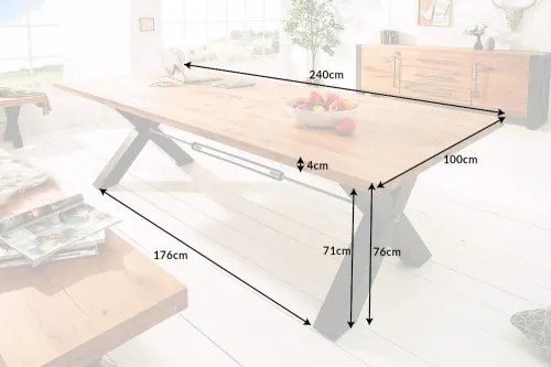 Jedálenský stôl 38461 Thor 200x100cm Masív drevo Divoký dub - Komfort-nábytok