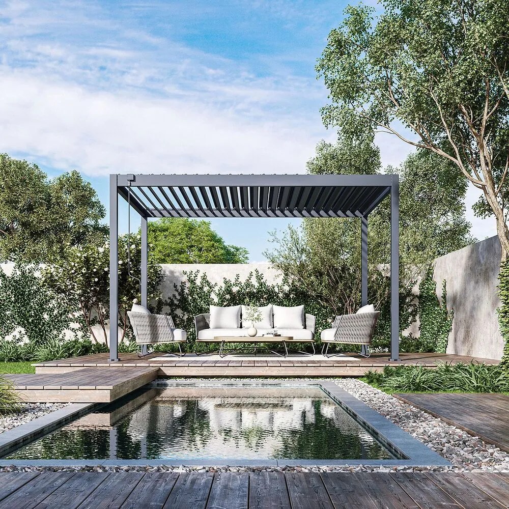 Bioklimatická pergola ECO 4x3 m, oceľ - voľne stojaca