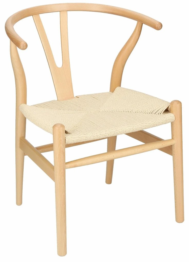 Jedálenská stolička WICKER COLOR inšpirovaná Wishbone Farba: Prírodné drevo