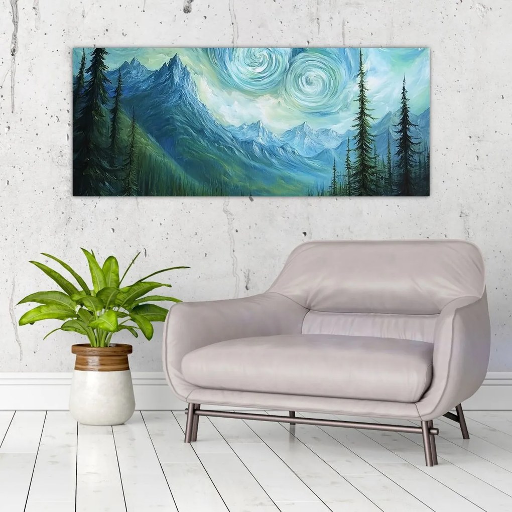 Obraz - Krajina s nádychom Van Gogha (120x50 cm)