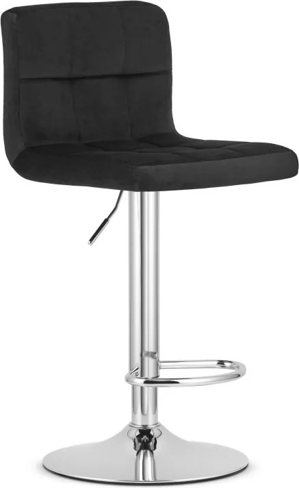 Barová stolička PROT - čierny zamat / chrómový podstavec
