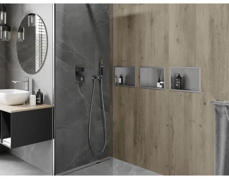 Mexen X-Wall-R, polička na zapustenie na obklad s golierom 30 x 20 cm, oceľová, 1910302010