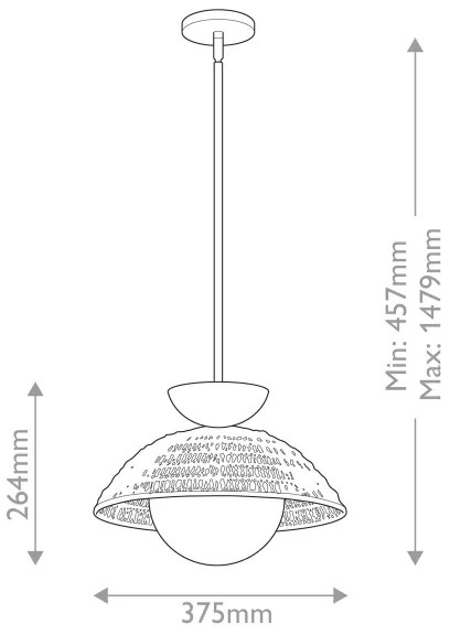 Alora Mood ALM-PERTH-P-GD - Závesné svietidlo PERTH na tyči 1xE27/60W/230V, priemer 37,5 cm, zlaté