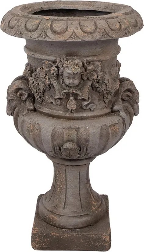 Šedý antik kvetináč / váza s anjelikom Angel - 40*38*64 cm