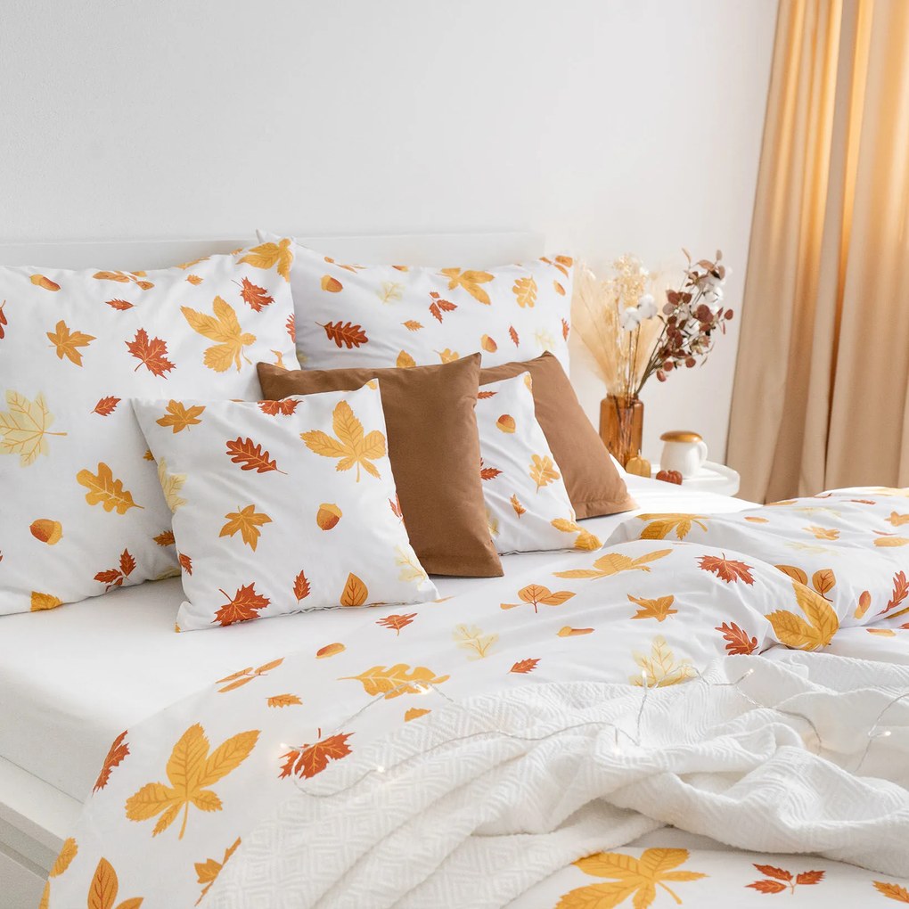 Goldea bavlnené posteľné obliečky - jesenné listy 150 x 200 a 50 x 60 cm