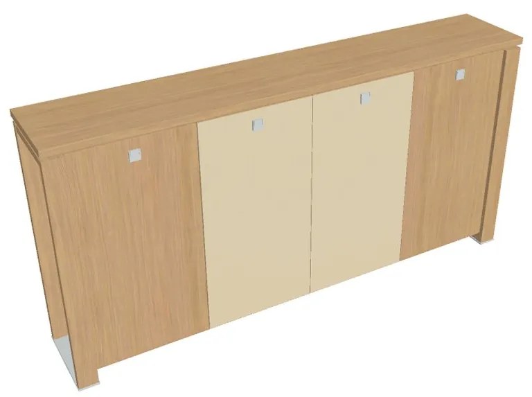 Stredná šatníková skriňa Verno+ 260 x 46 x 130 cm, kombinované dvere, dub svetlý / vanilka