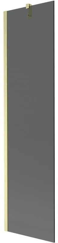 Mexen Next, 1-krídlová vaňová zástena 50 x 150 cm, 6mm šedé sklo, zlatá matná, 895-050-000-00-40-55