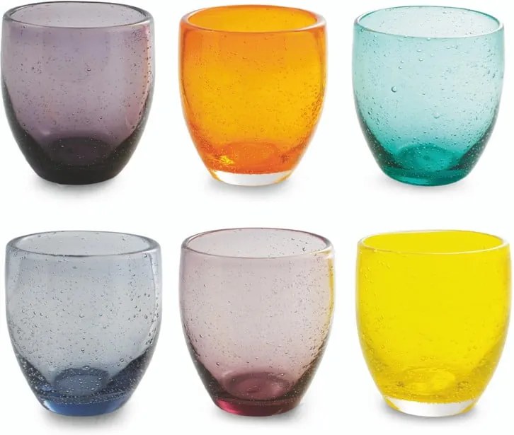 Sada 6 farebných pohárov z fúkaného skla Villa d'Este Cascina, 280 ml