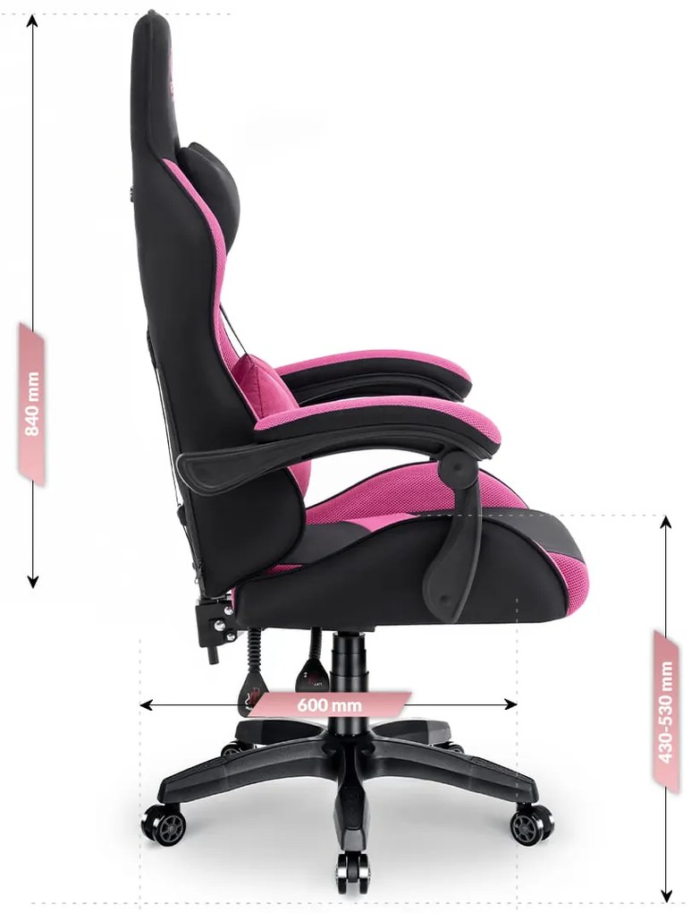 Hells Herné kreslo Hell's Chair Rainbow Pink Black Mesh