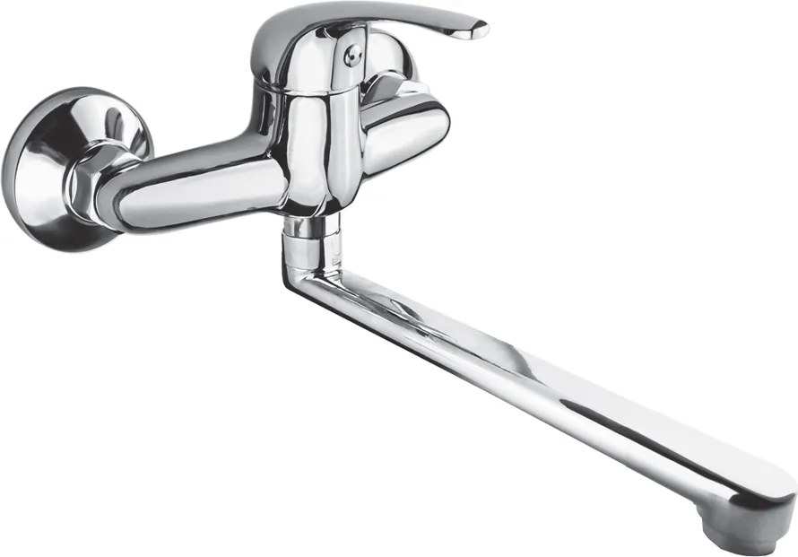 Mereo Lila, drezová nástenná batéria, 150 mm, s ramienkom plochým rovným 300 mm, chróm, MER-CBEE30206